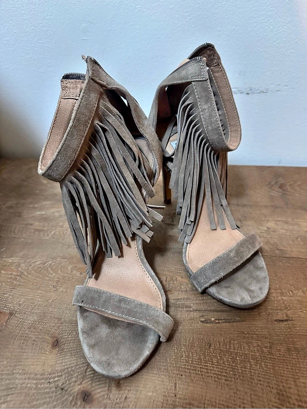 Steve Madden Fringly Fringe High Heel Sandals Brown